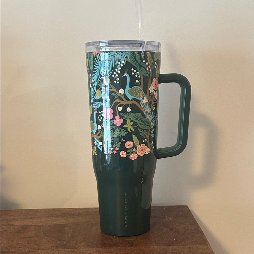 Rifle Paper Co Peacock 40 ox Tumbler Cup
